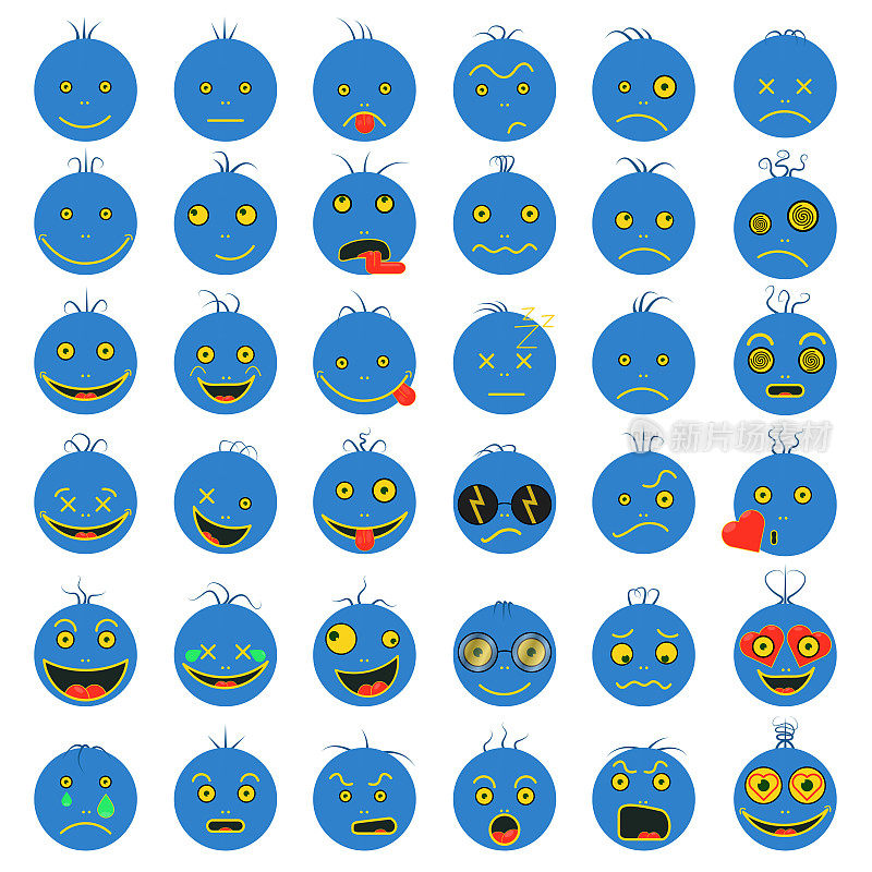Smileys funny蓝色矢量设置fps 10